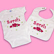 New Baby "Lovely As A Rose" Personalized Creeper and Bib Gift Set C06152